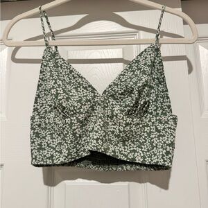 Lulu's Green Floral Crop Top